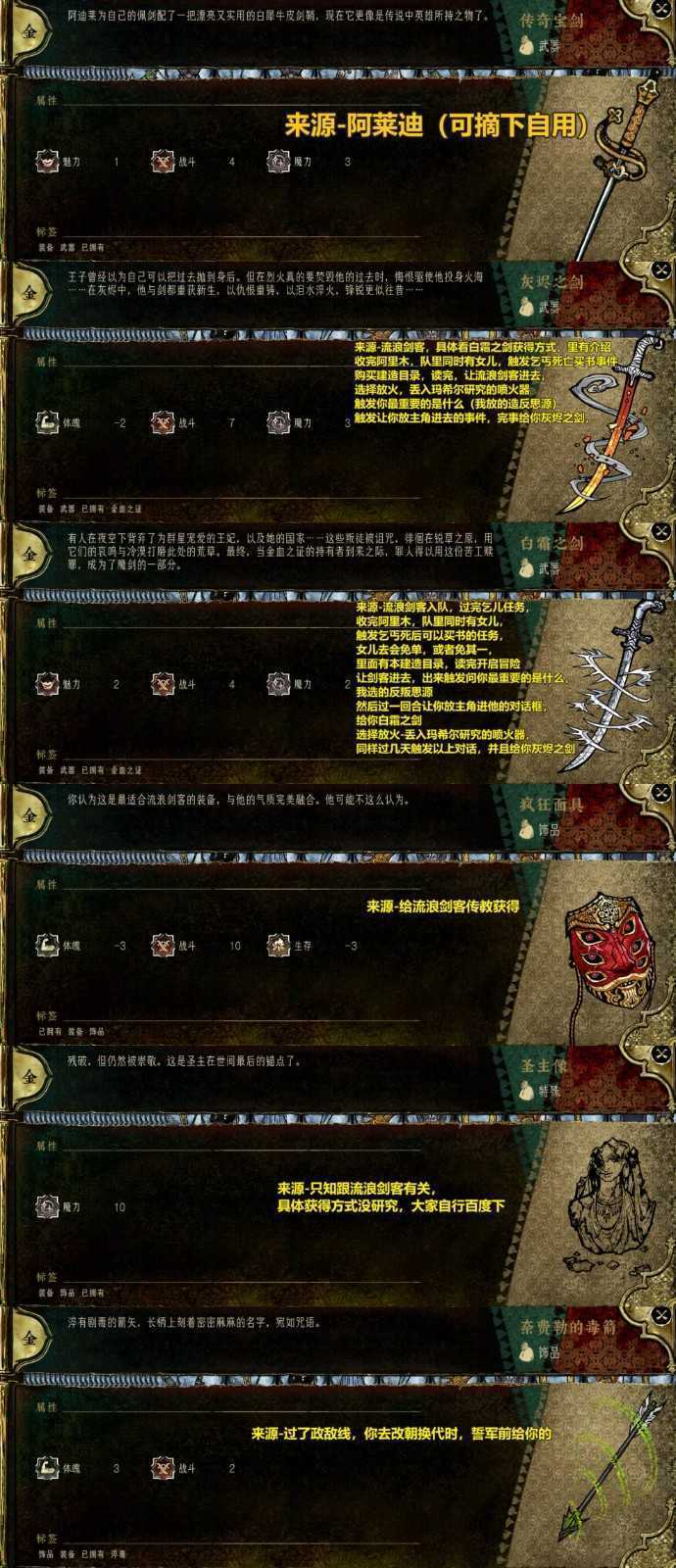 《苏丹的游戏》所有金色装备及坐骑分享